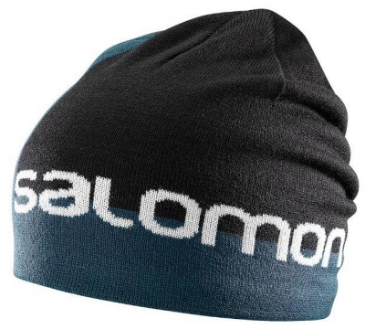 шапка SALOMON GRAPHIC BEANIE 403520  черн/сер/светоотр. лого