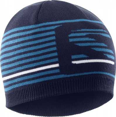 шапка SALOMON FLATSPIN SHORT BEANIE LC11428  т-син/син.лого принт