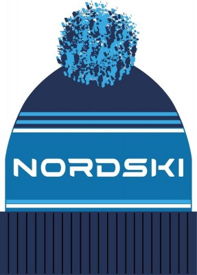 шапка NORDSKI STRIPE DARK BLUE NSV470832  син/т-син. с помпоном